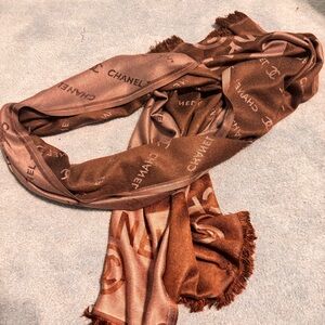 Chic Brown Designer Logo Scarf